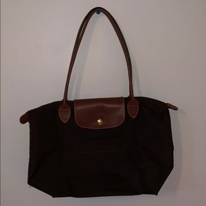 longchamp le pliage small brown tote